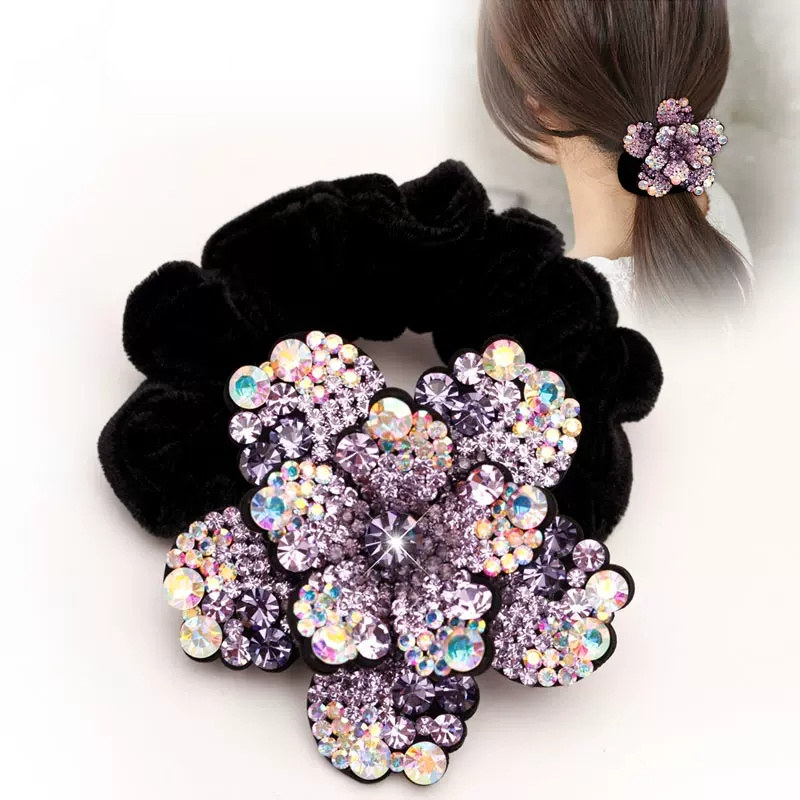 Hair Tie Velvet - Frauen Strass Scrunchies Samt Elastische Haarbänder