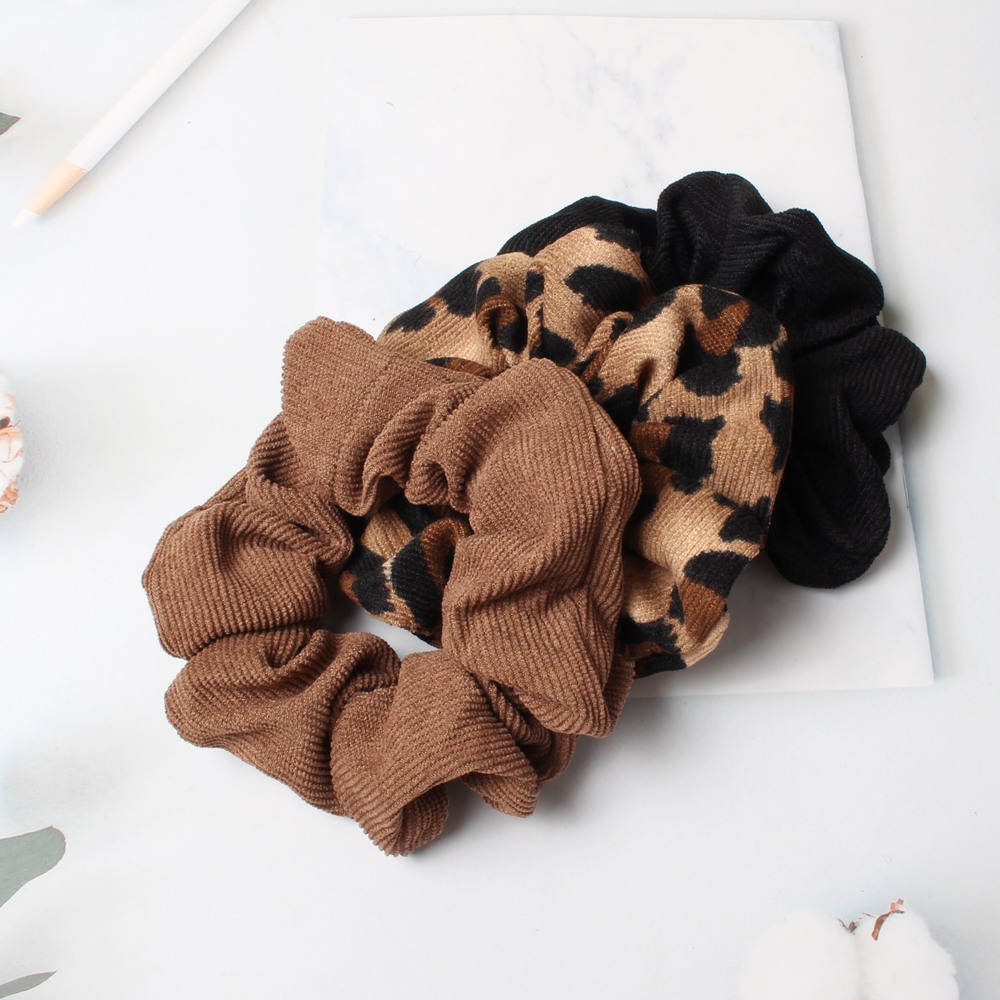 Hair Tie Velvet - Scrunchie-Kordel mit Leopardenmuster, Herbst-Winter, Cord, solides