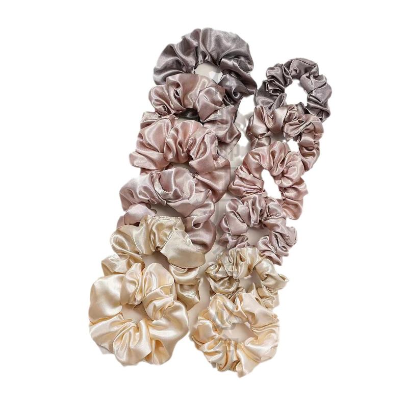 Scrunchie Satin Set - 12 Stück weiche, schlichte, einfarbige Haargummis