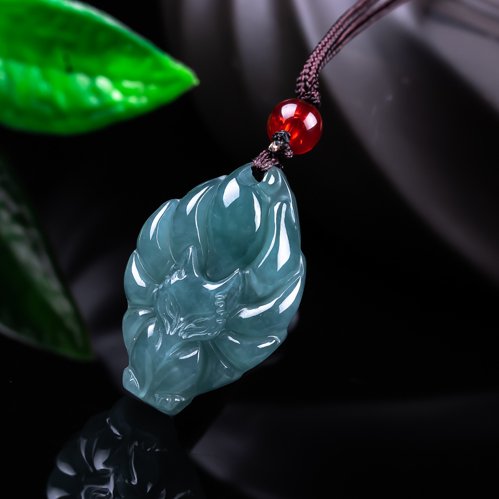 Women Accessories Jewelry - Natürliche burmesische Jadeit-Fuchs-Anhänger-Halskette, Vintage-Accessoires, Edelstein, echter