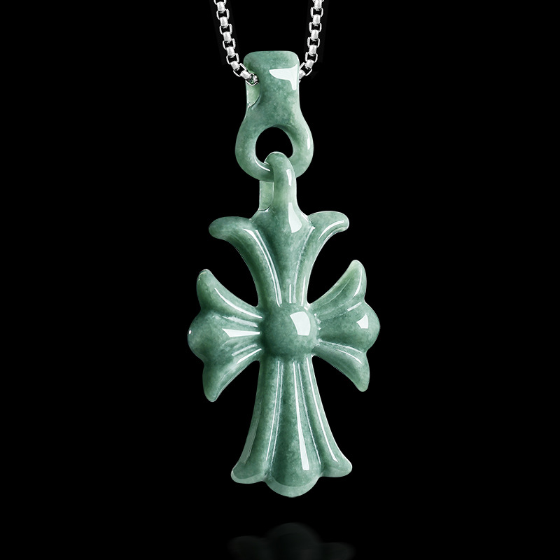 Women Accessories Jewelry - Natürliche burmesische Jadeit-Kreuz-Anhänger-Halskette, Schmuck, Designer-Edelstein, echter