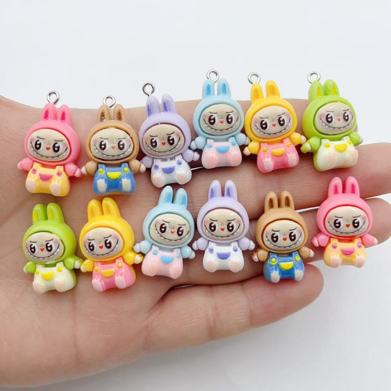Women'S Keychain Accessories - 10 Stück Kawaii Hasen-Erdbeerhaus Harz-Anhänger, Niedliche