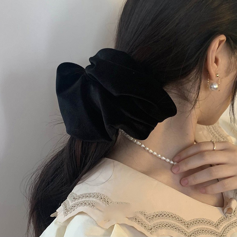 Hair Tie Velvet - Oversize Schwarz Samt Scrunchies Haargummis Frauen